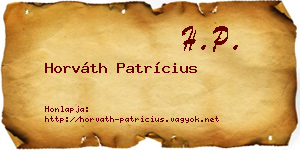 Horváth Patrícius névjegykártya